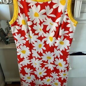 Vintage Henri Bendel Sleeveless Daisy Print Shift Dress